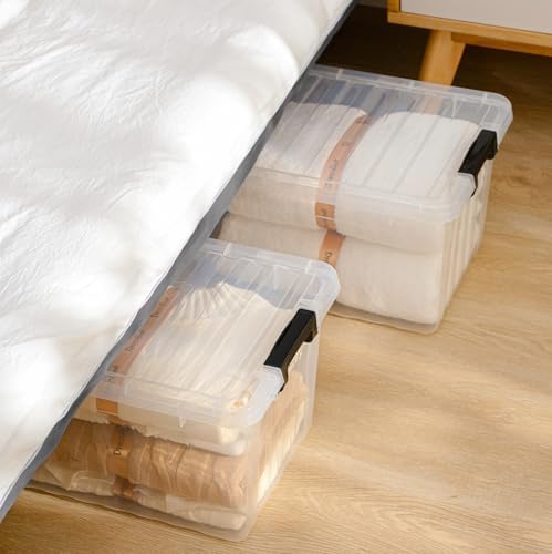 Cetomo 18Qt*6 Plastic Storage Bins, Storage Box, 6 Pack, Organizing Container with Durable Lids and Secure Latching Buckles, Stackable and Nestable, Clear with Black Buckle - Image 4
