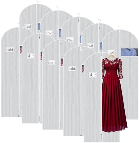 Univivi Long Garment Bags Dress Bags for Gowns, 60 Inch, 10 Pack, White by Univivi