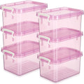 Wenqik 6 Pack Colorful Plastic Storage Bins with Lids, Pink by Wenqik