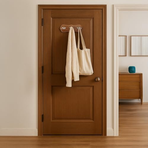 Rustic Wall Mounted Coat Rack with 3 Polished Nickel Hand-Shaped Hooks – Solid Wood Base, Entryway Hook Rail for Hats, Keys, and Bags – Farmhouse Style Organizer for Home & Mudroom - Image 5