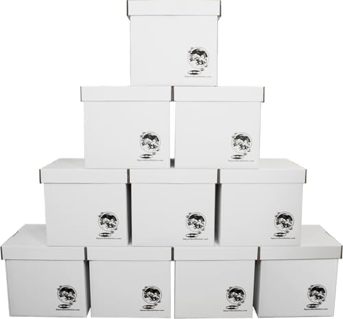Durable Set of 10 12 inch Vinyl Record Storage Boxes - Heavy-Duty Cardboard Construction with Removable Lid - Holds Up to 90 Records Each - Built Tough for Long-Term, Secure Archival Storage - #12BC13 by SquareDealRecordingsSupplies