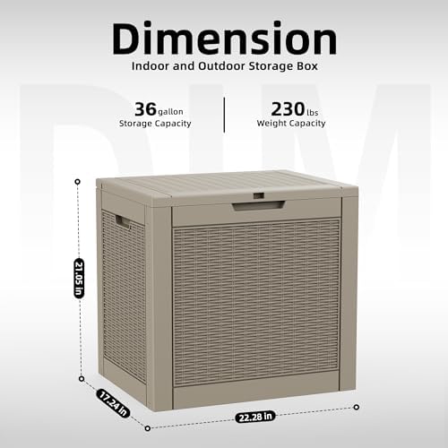 Vixzen 36 Gallon Deck Boxes Outdoor Waterproof, Lockable Resin Storage Box with lid for Furniture Cushions, Weatherproof Containers Outside Storage Boxes for Garden Patio Pool Tools(Grey, 36 Gallon) - Image 2