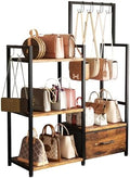 3-Tier Wooden Purse Display with Large Drawer & 6 Hooks by Unknown