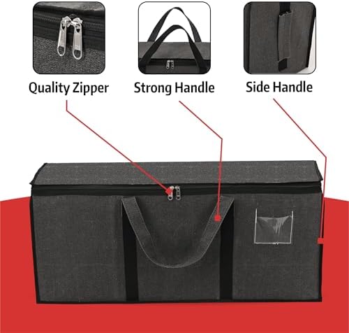 Kuber Industries Pack of 4 Durable Jumbo Storage Bags For Clothes Large With Zip & Handles | Packers & Movers Under Bed Storage Organizer Box for Clothes, Blanket & Toys | Dark Grey - Image 4