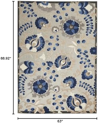 Nourison Home Aloha Natural Blue 5'3" x 7'5" Area Rug - Easy Clean, Non Shedding, Bed Room, Living Room, Dining Room, Kitchen (5' x 8') - Image 2