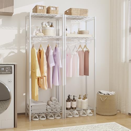 Garvee Heavy Duty Freestanding Clothes Rack, White, Mini 3 Layers - Image 6