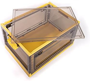 Best Home Fashion 2 packs LARGE Storage Bins Side Opening, Stackable Lid Collapsible, Foldable, Easy Tidy Up with Storage Box, Ideal for Home & Office Organization Storage Cube (Large, Yellow) - Image 4