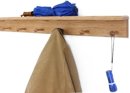 Oak Shaker Peg Rack with 4 inch Shelf (Cherry, 35" with 6 pegs) - Image 2