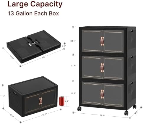 UAMFURI Stackable Storage Bins with Lids, 144QT Lockable Storage Cabinet - Image 3