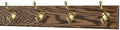 Solid Oak Coat Rack with Solid Brass Hat and Coat Style Hooks - Made in The USA (Walnut, 20" x 3.5" with 4 Hooks) by PEG+AND+RAIL