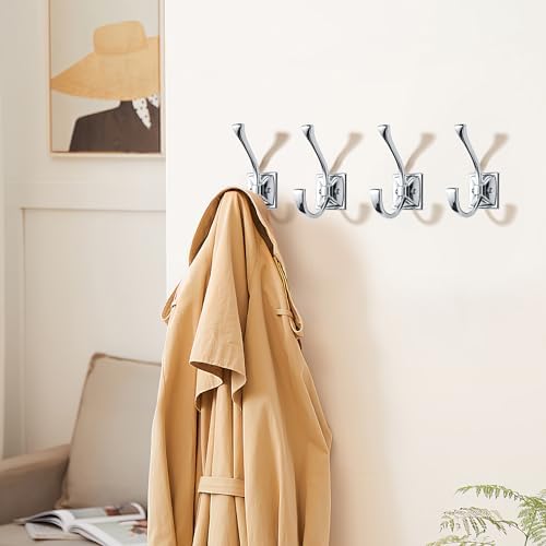 khtumeware Wall Hooks,10 Pack Coat Hooks Hardware Towel Hooks for Hanging Coats Polished Chrome Robe Hooks Wall Mounted with Screws for Key, Towel, Bags, Cup. - Image 3