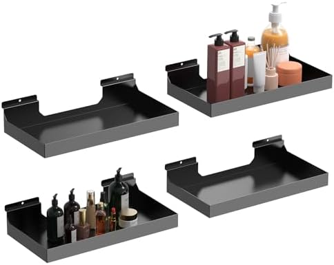 16 x 8 Inch Metal Slatwall Shelves, 4‑Pack, Slatwall Accessories by MQKIWAO