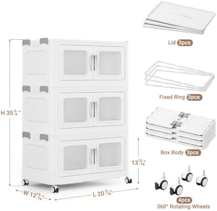 BROVIEW 180 Qt Extra Large Stackable Storage Bin with Lids, 3 Pack White - Image 2