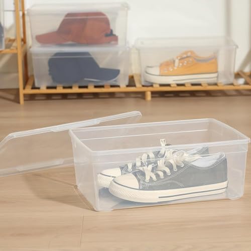 novelinks 10 Pack 6 Quart Stackable Shoe Storage Bins with Lids (Clear) - Image 6