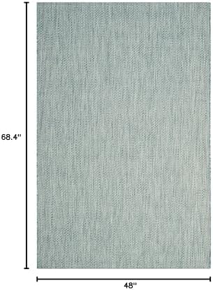 SAFAVIEH Courtyard Collection 4' x 5'7" Aqua/Grey CY8521 Indoor/ Outdoor Waterproof Easy Cleaning Patio Backyard Mudroom Accent Rug - Image 2