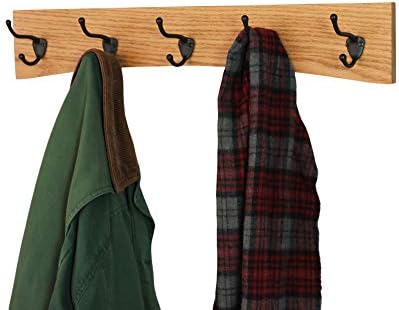 Oak Curved Back Wall Mounted Coat Rack - Bronze Hooks - Made in The USA (Golden Oak, 15" x 4.5" - 3 Hooks) - Image 3