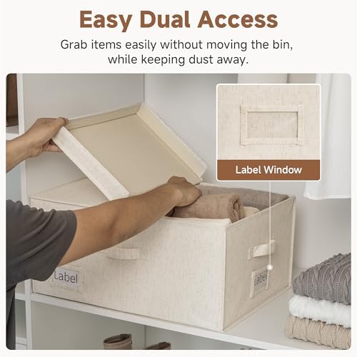 StorageWorks Large Decorative Storage Boxes with Lids, Rustic Linen - Image 3