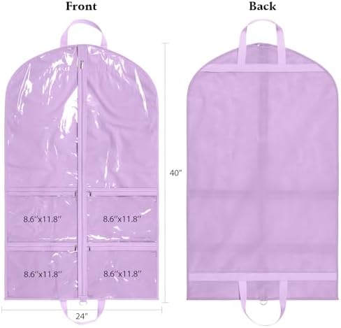 LOVEGRASS Kids Garment Bags for Dance with 4 Zipper Pockets, 6 Pack, Purple - Image 2