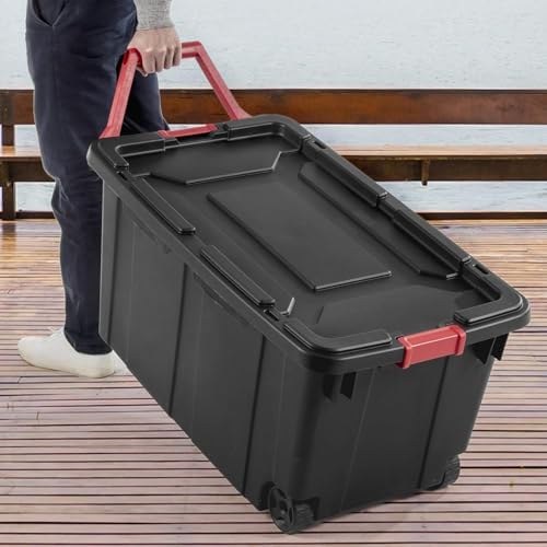 Storage Bins 40 Gallon Heavy-Duty Plastic Storage Bins, Container Totes with Durable Lid and Secure Latching Buckles, Stackable, Tough Storage Containers for Garage and Metal Rack Organizing 2 Pack - Image 4