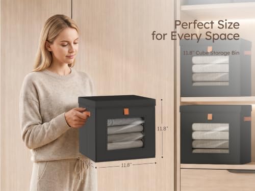 Homsorout Cube Storage Bins with Lids - Front Opening, Clear Window, 6 Pack - Image 7