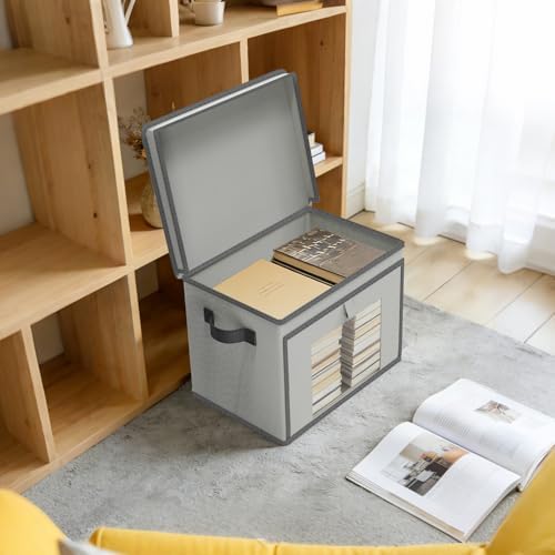 Univivi Front Opening Storage Bins with Lids for Home, Gray, 4 Pack - Image 3