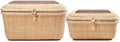 Nantucket baskets Rectangular Handwoven rattan Storage Basket Set with Lid for Shelves and Home Organizer Bins (2-Size Kit) by TengTian