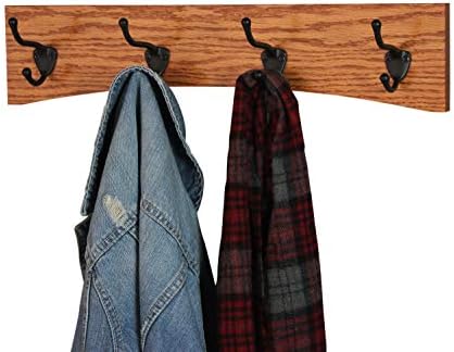 Oak Curved Back Wall Mounted Coat Rack - Bronze Hooks - Made in The USA (Burnt Orange, 36" x 4.5" - 7 Hooks) - Image 3