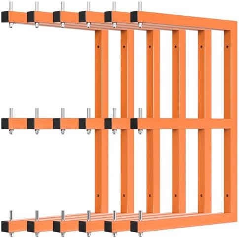 Lumber Rack Wall-Mounted Lumber Storage Rack, Heavy Duty Wood Storage Racks with 9-Level System, 1980 LB Sturdy Garage Wood Organizer, Orange Lumber Metal Racks for Indoor and Outdoor (6 Pack) by Riciakik
