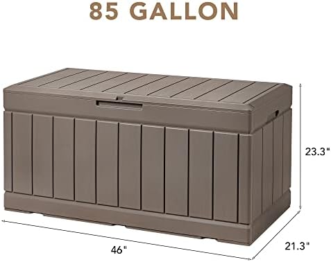 Devoko 85 Gallon Deck Box Lockable Resin Outdoor Storage Box waterproof Outdoor Container for Patio Furniture Cushions, Pillow (Light Brown) - Image 7