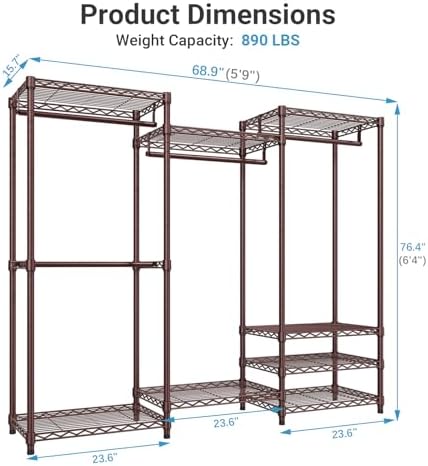 VIPEK V5 Heavy Duty Clothes Rack, Modular Closet System, Bronze - Image 5