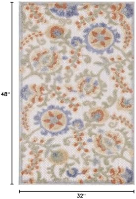 Nourison Home Aloha Ivory Blue 2'8" x 4' Area Rug - Easy Clean, Non Shedding, Bed Room, Living Room, Dining Room, Kitchen (3' x 4') - Image 2