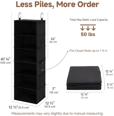 StorageWorks Hanging Closet Organizer, 6-Shelf with 2-in-1 Design, Ivory - Image 3