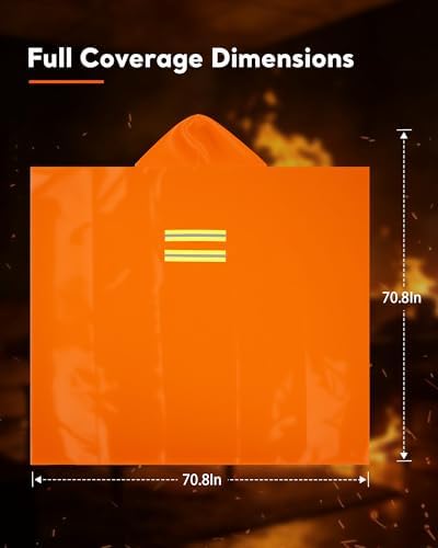 Emergency Fireproof Cloak with Hood – KANHIRO 1076°F Heat Resistant Fire Escape Poncho, Extra Large Silicone Coated Fire Blanket Cape for Home, Kitchen & Emergency - Image 3