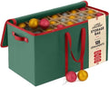 128 Ornament Storage Box, Adjustable Dividers, Stackable Holiday Ornament Organizer with Lid, Durable Fabric Bin for Christmas Decorations – Reinforced Handles, Dustproof, Space-Saving Design by PEULEX