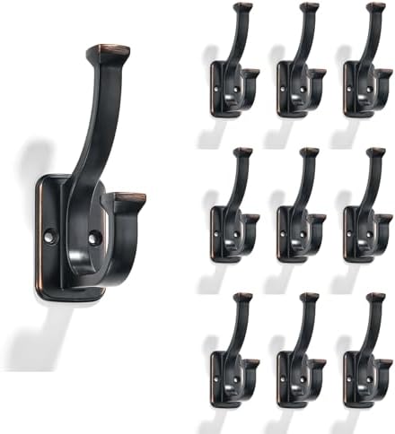 10 Pack 4-1/2inch Oil Rubbed Bronze Coat Hooks zinc Alloy venetian mudroom hooks, Strong Load-Bearing for Bedroom Entrance wall, Hanging Clothes Hanger Behind the Door, Bathroom towel robe hooks by cabinethardware