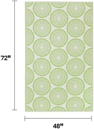 Fab Habitat Outdoor Rug - Waterproof, Fade Resistant, Crease-Free - Premium Recycled Plastic - Floral Medallion - Patio, Deck, Porch, Balcony, Laundry Room - Rio - Green - 4 x 6 ft - Image 2