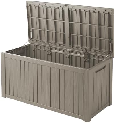 Outdoor Storage Box Waterproof, 200 Gallon Lockable Resin Deck Box Large, Patio Storage Bin for Pool Accessories Cushion Furniture, Garden Tools, UV-Resistant Outside Delivery, Gray by GraceYourYard
