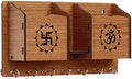 Webelkart Designer Om Swastika Shelf-Brown Wall Shelves Wooden Shelf, Keyholder (with 7 Keys Hooks) by Webelkart