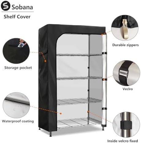 Waterproof Storage Shelf Cover,60 x 24 x 72 Inch Wire Shelving Rack Covers,Dustproof Shelving Unit Covers (Cover only,Black) - Image 4
