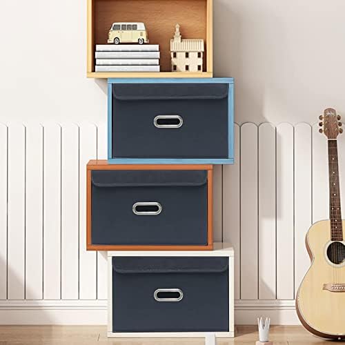 STOREONE Fabric Storage Cube Bins Foldable Organizer Container Collapsible Basket with Lids and Metal Handles, for Home, Bedroom, Closet 8 Pcs (Grey) - Image 4