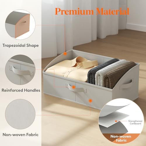 Lifewit Trapezoid Closet Storage Bin for Shelf, 6 Packs 23L, Light Gray - Image 4