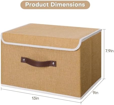 ANMINY Fabric Storage Box Bins with Lids, Khaki, 13"x9"x7.9", 4 Pack - Image 5