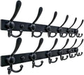 Dseap Coat Rack Wall Mount 24 Inch, Heavy Duty 12-Gauge Base vs Flimsy 1mm, Double-Thick Solid Anti-Snap Hooks, Stainless Steel 6-Hook Hanger for Clothes Hat Closet Entryway, Black, Pack of 2 by Dseap