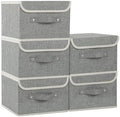 Foldable Fabric Storage Cubes with Lids,Grey 10.2x7.9x6.7in,5 Pack by Unknown
