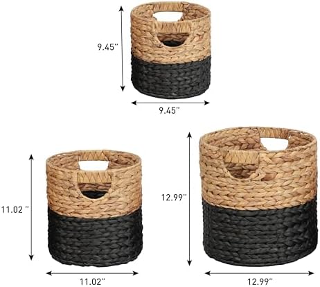 happimess Avery 3-Piece Cylinder Nesting Baskets 13", Black/Natural - Image 3