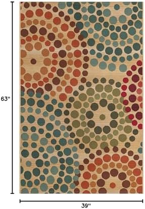 Unique Loom Outdoor Modern Collection Area Rug - Spark (3' 3" x 5' 3" Rectangle, Beige/Burgundy) - Image 2