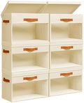 Homsorout Large Storage Bins with Lids - 6 Pack Foldable Decorative Organizers with Clear Windows & Handles, Cube Storage Organizers for Clothes, Blankets, Sweaters, CD, Beige by Homsorout