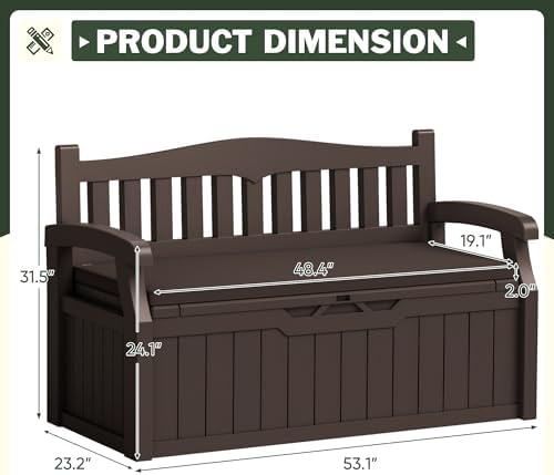 Flamaker 80 Gallon Storage Bench with Cushion, Waterproof, All-Weather - Image 3