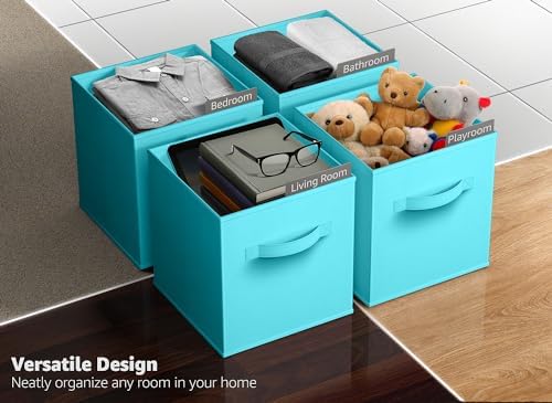 Sorbus Fabric Storage Cubes, 8 Pack, with Handles (13 Inch, Aqua) - Image 4