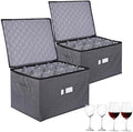 Luxula 2-Pack 11'' Tall Wine Glass Storage Boxes for 24 Glasses Dual Zipper by Unknown